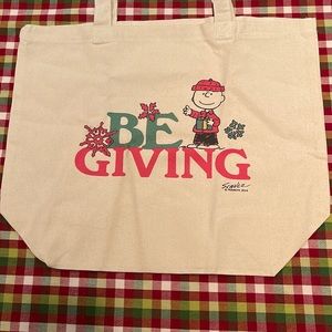 NEW Peanuts "Be Giving” Peanuts Canvas Tote, Charlie Brown